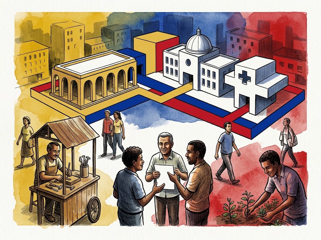 Ilustración editorial para Un Estado fuerte en sus funciones, limitado frente al ciudadano